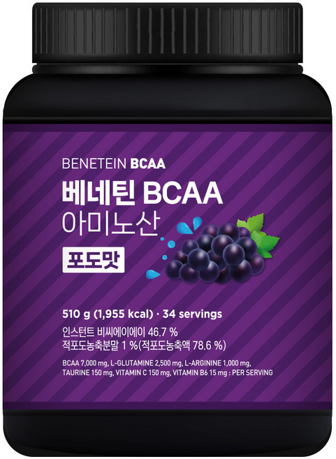 베네틴 BCAA 7000 필수 아미노산 보충제 포도맛, 1개, 510g