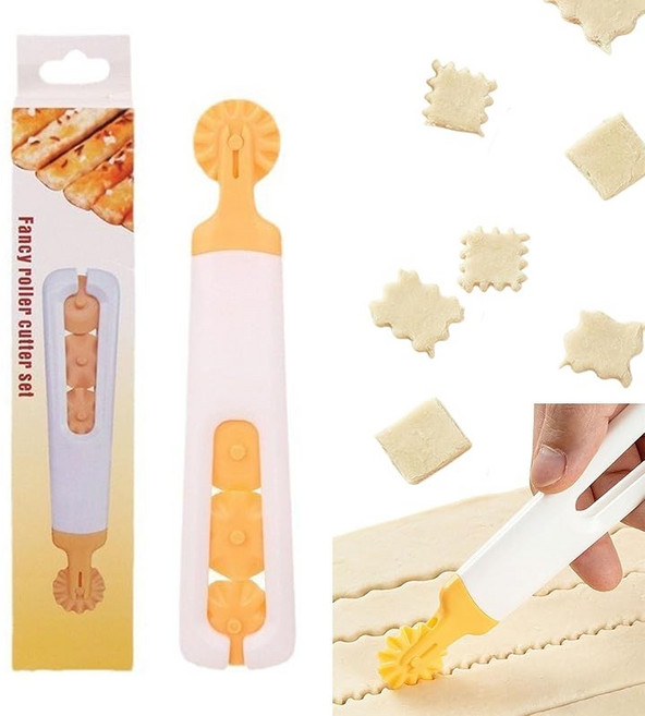 페이스트리 휠 커터 파이 반죽 휠 커터 페이스트리 롤러 휠 4in1 쿠키 틀에 찍어 만든 쿠키 모델 주방용품 라비올리 면류 쿠키 파스타용 페이스트리 커터 도구