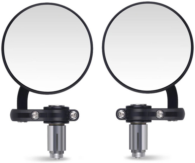 락모터스 오토바이 네이키드 22MM 핸들바 원형백미러 세트 바이크 미러 범용 사이드미러 바이크 안전거울, 각도조절원형바엔드미러(좌/우1세트), 1세트