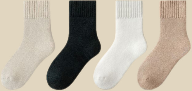 에쉬울프 마카롱 기모 무지양말 4켤레 1세트