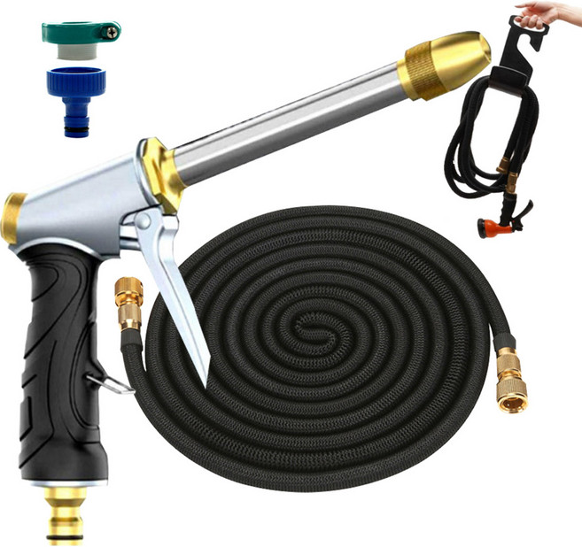 애드크로스 더쎈 초강력 매직 분사기 원예 정원 플렉시블 호스 물호스 고압분사기 롱 분사기+프리미엄호스 5M, 1개