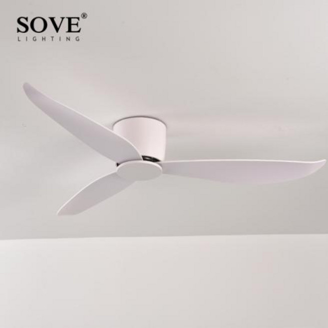천장실링팬 SOVE 화이트 천장 선풍기 낮은 바닥 초박형 DC 17cm 원격 제어 심플한 조명 없음 220V, 2) A1 White - 52 inch, 3박스