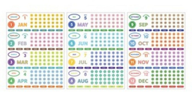 아이코닉 다이어리 날짜 숫자 요일 데코 스티커, 0VIVID, 1개