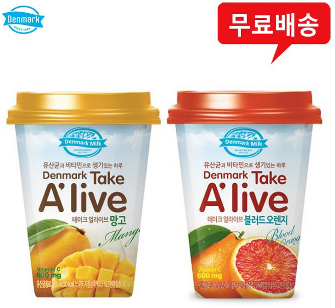 동원 덴마크 테이크 얼라이브250ml 망고6컵+블러드오렌지6컵 유산균음료, 1개, 250ml
