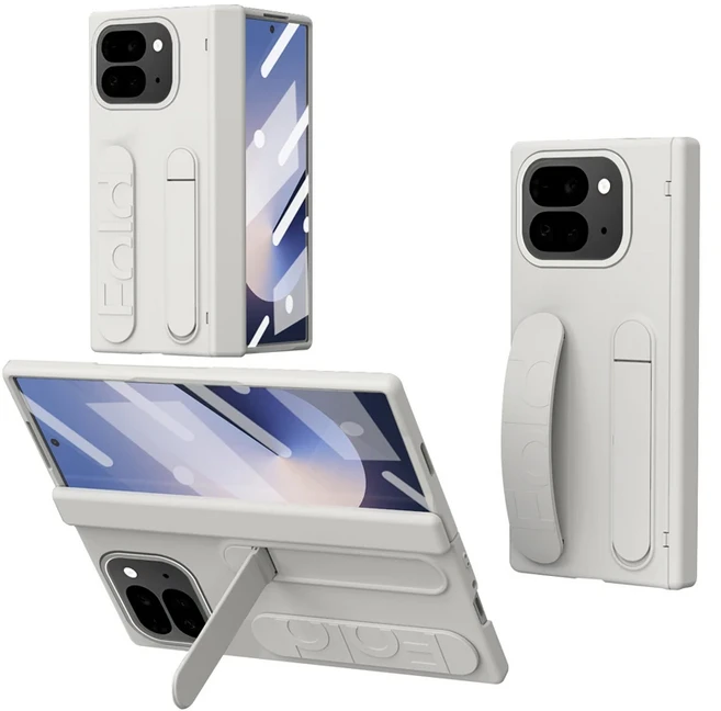 Google Pixel 10 Pro Fold 케이스 ELVEV 고급 PU 가죽 소프트 실리콘 손목밴드+스크린 프로텍터 스타일러스, 01 구글 픽셀 10 프로 폴드, 06 White-with Pen