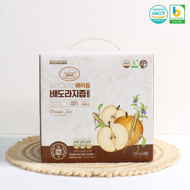 엄마손 배어듦 물한방울 안들어간 국내산 배도라지즙 90ml 선물세트, 30개, 2.7L