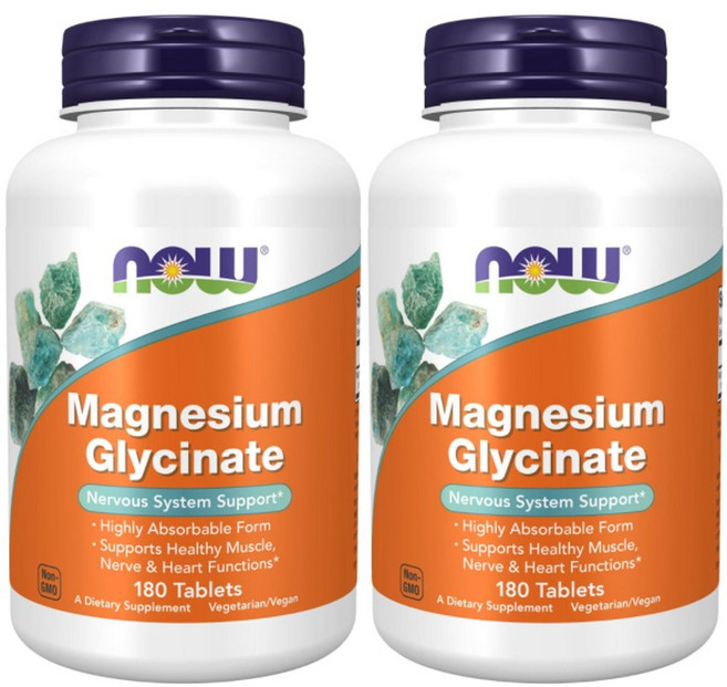 NOW Foods 甘氨酸鎂錠, 180錠, 2罐