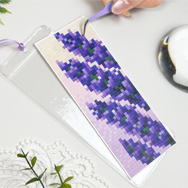 스티픽 꽃갈피 10종 DIY 꽃 책갈피 픽셀 아트 스티커 컬러링북 종이십자수 취미, 1개, 꽃갈피: 07 라벤더