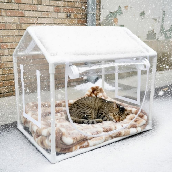 견행묘행 길고양이 겨울집 길냥이 급식소, 1개, 투명