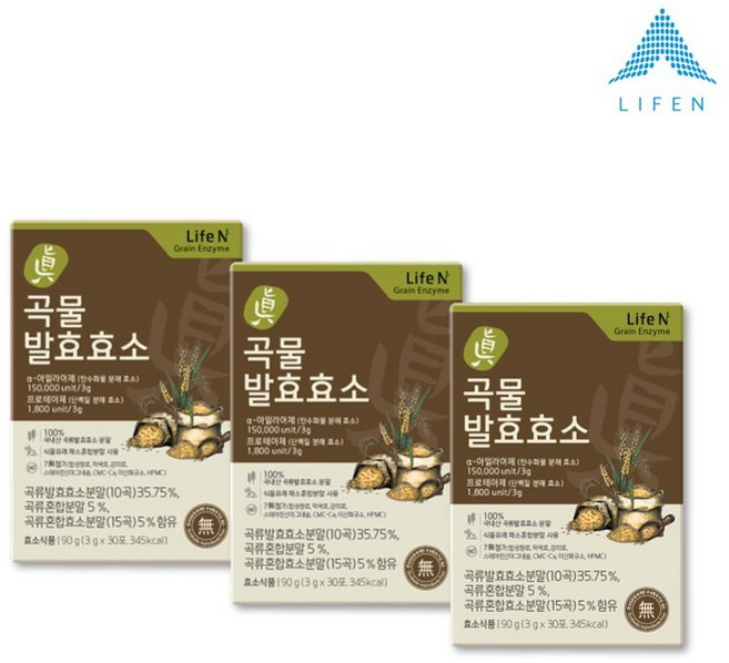 정제효소 없이만든 자연발효 7무첨가 진곡물발효효소, 90g, 3박스