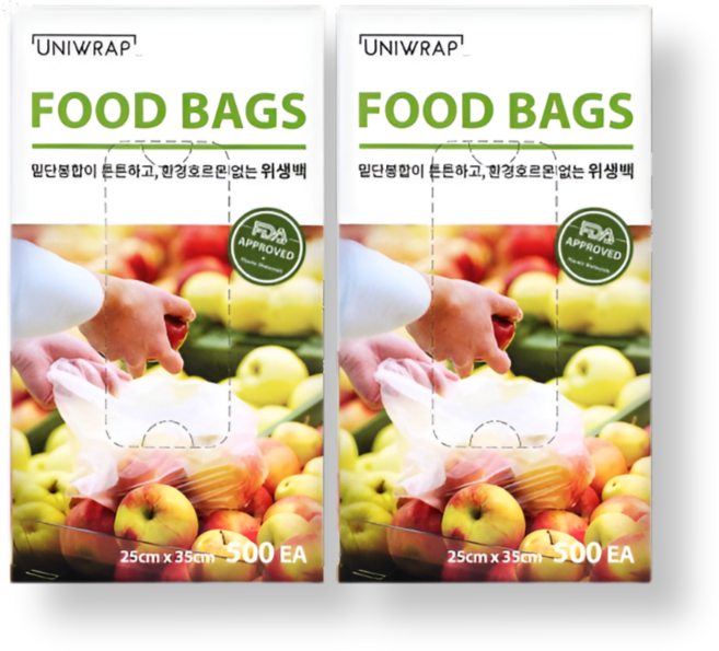 유니랩 환경호르몬 없는 위생백, 2세트, 중(M), 500개