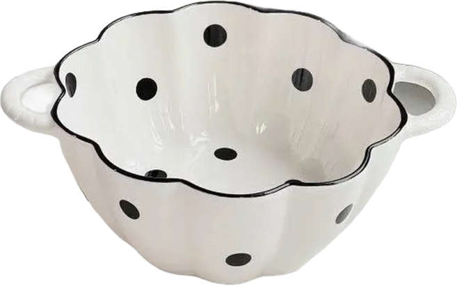 法式波點陶瓷湯碗 釉下彩設計, 8英寸 法式波點1.4L南瓜碗, 1個, 如圖所示