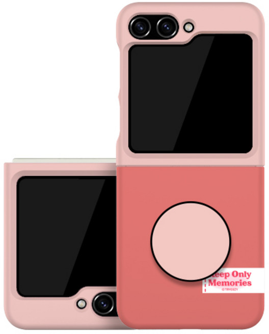 투톤 라벨 컬러팝 갤럭시 Z플립 원형스마트톡 하드 휴대폰 케이스