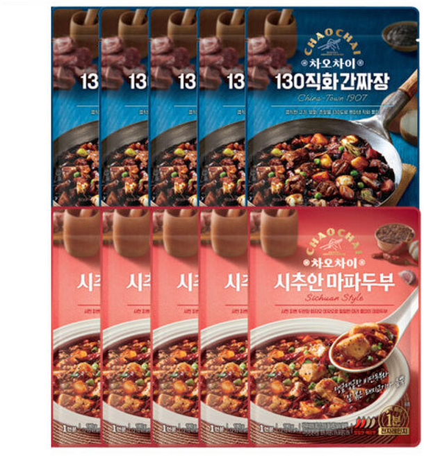 차오차이 130직화간짜장 +시추안마파두부, 5개, 180g