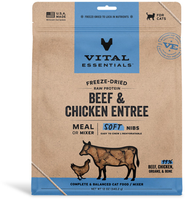 Vital Essentials 凍乾生食 貓咪鬆軟顆粒, 340g, 1個, 牛 + 雞