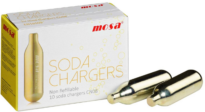 MOSA 氣泡水機鋼瓶 + 氣泡彈 1盒 台灣製造, 蘇打水補充專用, 10個