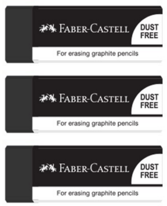 파버카스텔 더스트프리 지우개 대 187266, 블랙, 3개