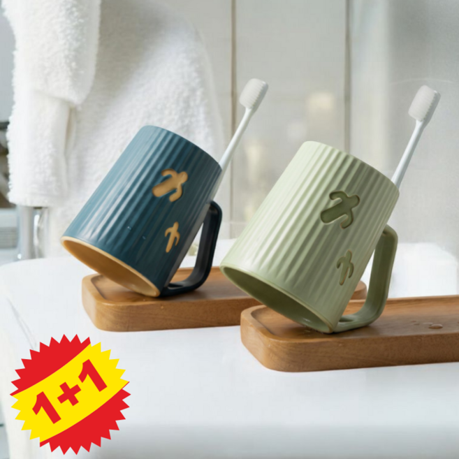생활공감 선인장 파스텔 칫솔꽂이용 개인 양치컵, 네이비+그린, 1세트