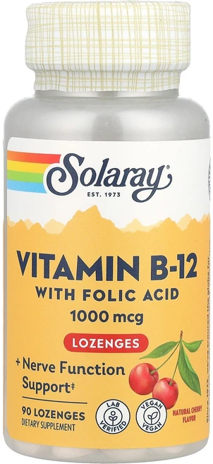 Solaray 솔라레이 비타민B-12 폴릭산 1 000mg 90 로젠지 활력 영양제, Solaray 솔라레이 비타민B-12 폴릭산 1,000, 1개, 90정 - 쿠팡