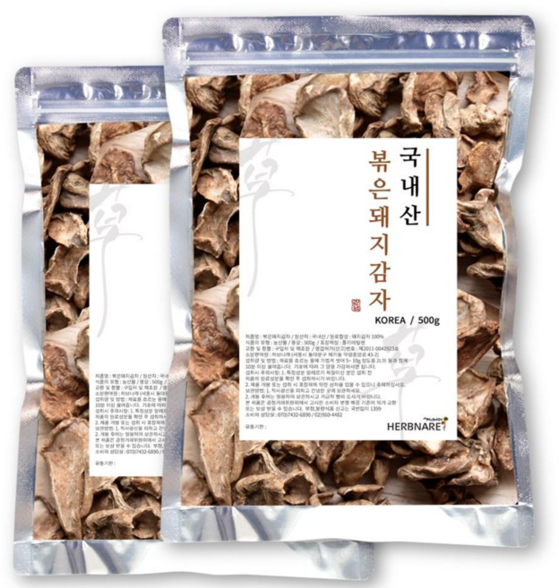 허브나래 저온로스팅 볶은 돼지감자 차 (지퍼팩), 500g, 2개, 1개입