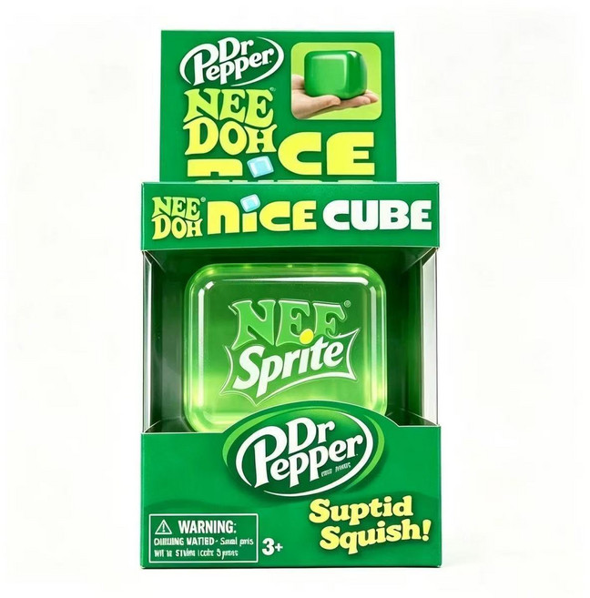 NEE DOH Dr Pepper 方塊解壓玩具 蘇打糖冰塊造型, 1個, Needoh-同款雪碧色捏捏樂