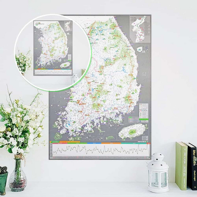 쌍문상회 지금 필요한 등산코스 등린이 지도선물 여행지도 우리나라 지도 + 우리나라지도 산악회 한국지도 핀스티커 등산지도 명산지도 백두대간 대한민국지도 - 31872EA, 본상품