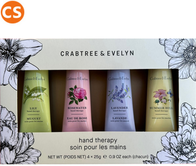 크랩트리앤에블린 핸드크림 4종 기프트 세트 각 25g 릴리 로즈워터 라벤더 썸머힐 Crabtree And Evelyn Hand Therapy 4pc Gift Set