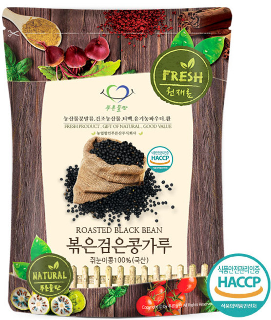 푸른들판 국산 볶은 검은콩 쥐눈이콩 분말 가루 100% HACC인증 검정콩 볶음 약콩 지눈이콩 선식 파우더, 500g, 1개