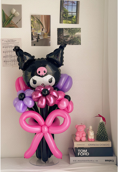 캐릭터 풍선 꽃다발 산리오 아이들 생일파티 이벤트 학예회 주문제작 가능 백일 유치원 어린이집, 쿠로미 꽃5송이, 1개