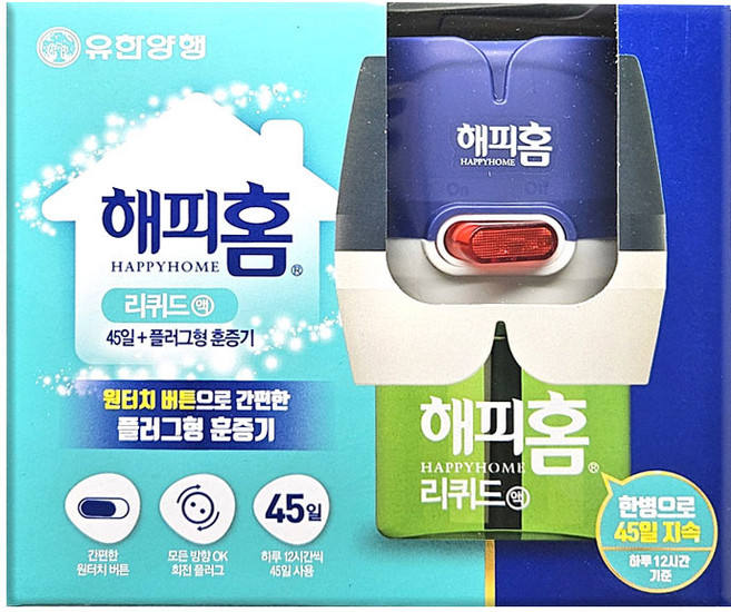 해피홈 코드형 훈증기 + 리퀴드액 45일, 1개