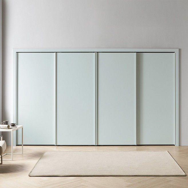 보루네오 네오 슬라이딩 붙박이장 270cm 9자 E0등급, 스카이블루 270cm