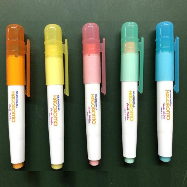 하고로모 슬라이드식 자석 분필홀더 크리스탈 멀티 쵸크 홀더 7색상, (분홍캡)분필홀더