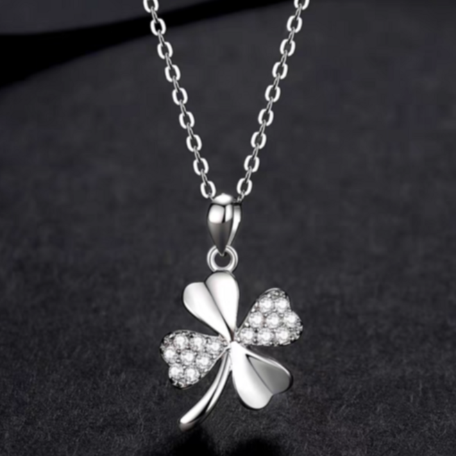 하루노 심플 S925 네잎클로버 반짝 은 목걸이