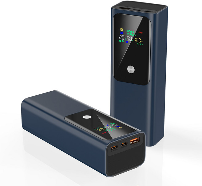 PIUJJA 휴대용 PD 100W 노트북 고출력 LED디스플레이 대용량 양방향 초고속충전 여행용 기내반입 보조배터리 20000mAh, 블루