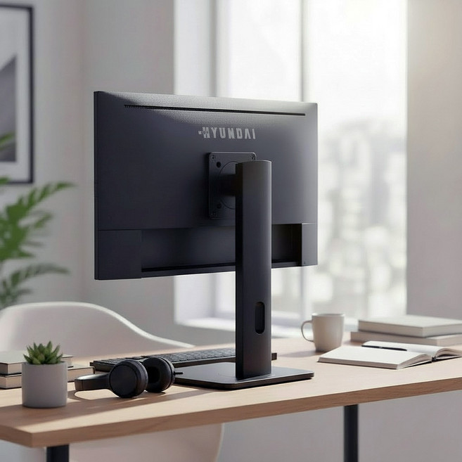 현대 모니터 거치대 멀티스탠드 높이조절 피벗 틸트 스위블 VESA 75 100 H2427K, 1개, 블랙