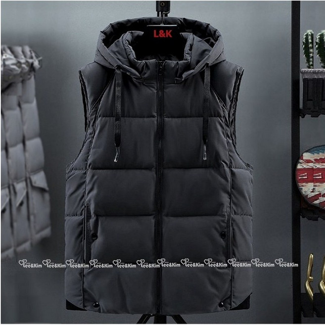 리앤킴 남성 빅사이즈 후드 패딩 조끼 WA1507