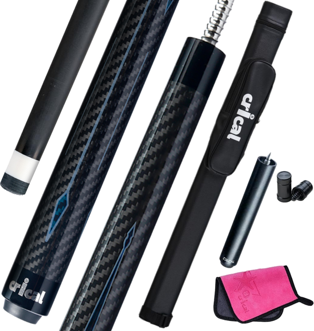 크리칼 카본큐대 12.4mm 풀세트 100% 카본 상대 고급형 당구 세트 (케이스 포함), NEW 블랙, 1개