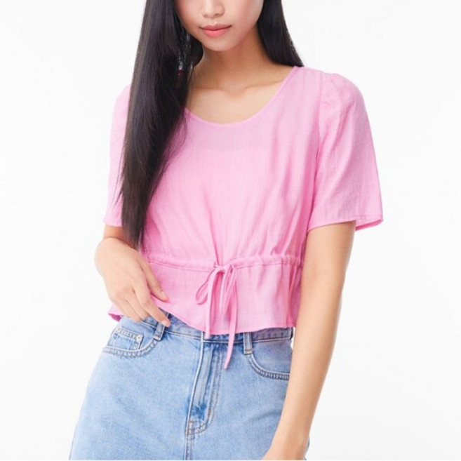 [미쏘(비노출)] [미쏘] 라운드넥 스트링 블라우스 (MIWBWD732G-T)