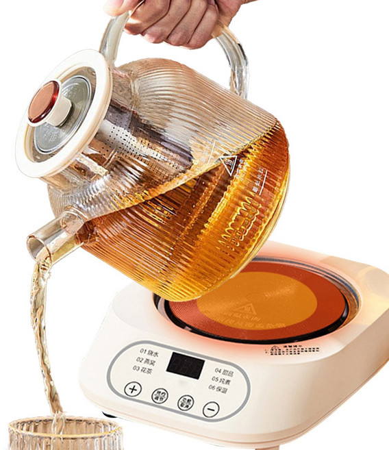 다기능 전기포트 보온포트 티팟 두꺼운 내열 유리 차탕기, 투명색