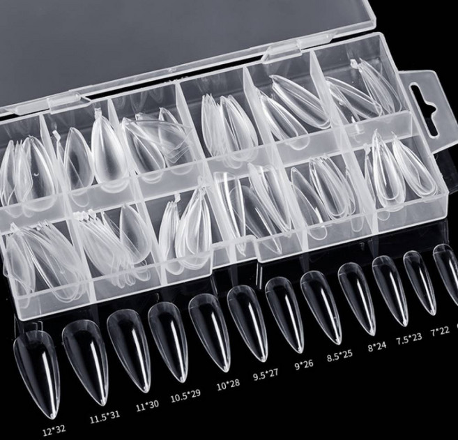 말캉팁 120pcs 폴리 젤 네일 연장 팁 코핀 인조 손톱, 1세트