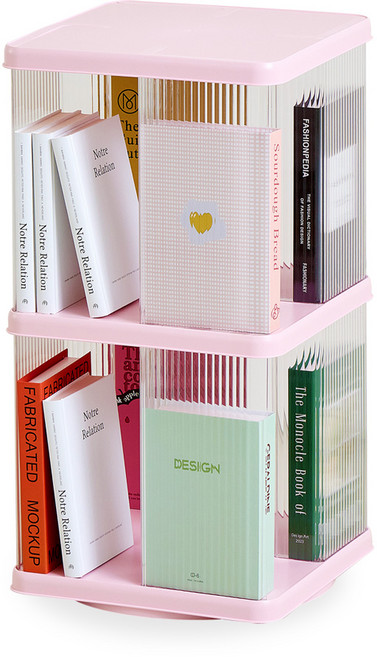 앤슬론 국내생산 몰리 회전 책장, 2단, 라이트핑크