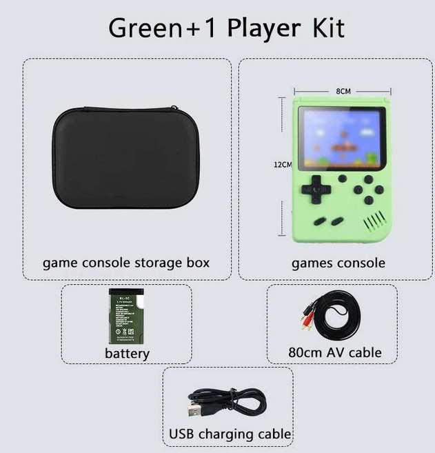 레트로게임기 고전게임 오락실게임기 옛날게임 500 클래식 게임 내장 아케이드 레트로 콘솔 게임보이 에뮬레이터 TV 비디오 휴대용 플레이어 5 인치 고전게임 오락실게임 레트로게임기, 6) green 1 Player Kit