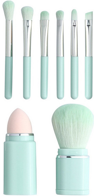 데일리프렌즈 미니 사각 메이크업 브러쉬 8종 세트, 민트, 1개