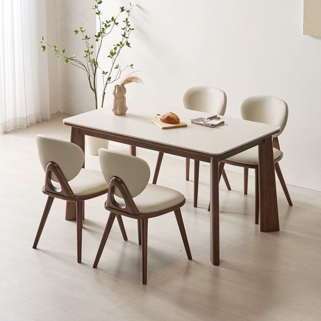 데코라인 브로나 4인용 세라믹식탁 세트 원목 테이블 1400, 02-식탁+의자4개