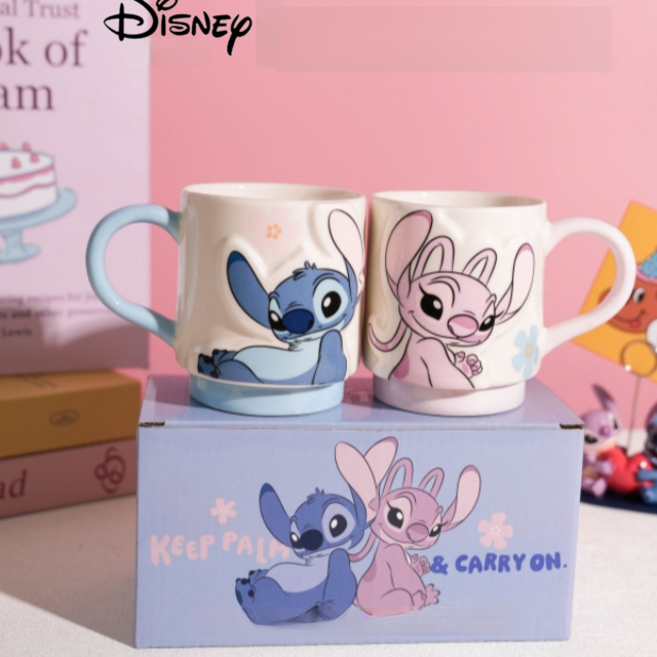 디즈니 릴로 앤 스티치 캐릭터 커플 웨딩 커플 머그컵 프로포즈 생일선물 인테리어 주방용품, [01] 릴로 앤 스티치 300ml, 1개
