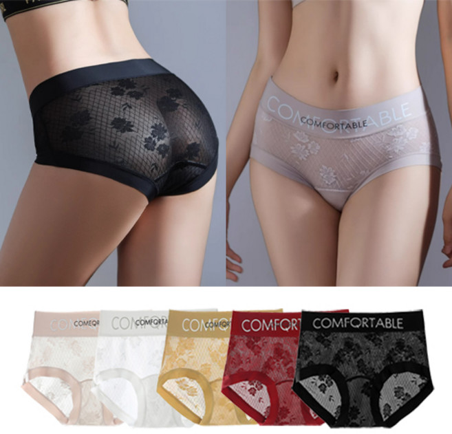 PARANKC 5종세트 노라인 레이스 여성팬티