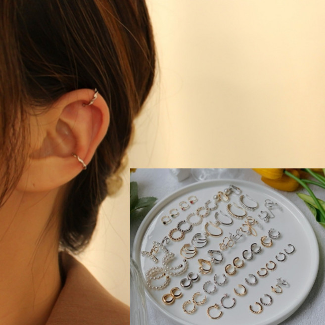 60종 귀 안 뚫는 이어커프 페이크 피어싱 귀찌 귀걸이 베스트 모음