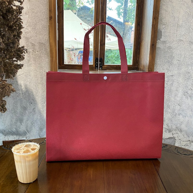 부직포 쇼핑백 선물 복장 손잡이 포장봉투 연보라 영문, 10개, 붉은색 공백