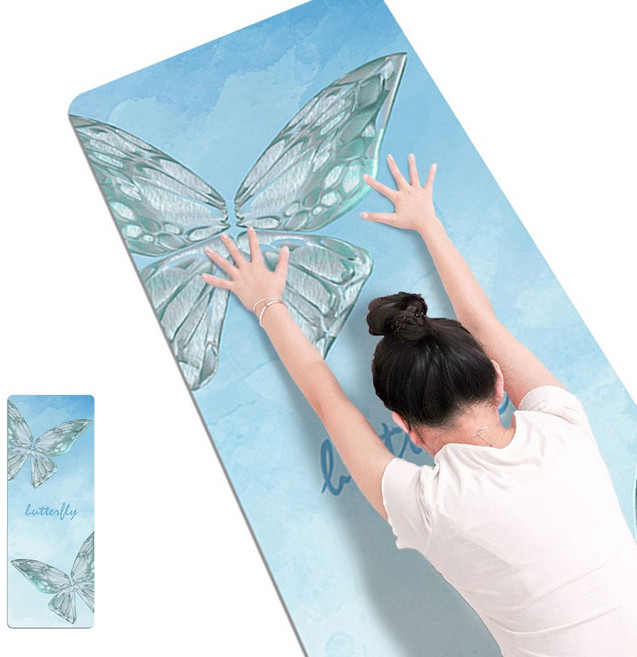 사비나 나비 논슬립 요가 매트 타올, 파스텔블루, 1개