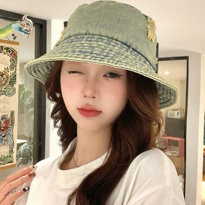 可愛帽子 新款復古水洗潮酷破洞牛仔漁夫帽子女春夏秋季韓版百搭顯臉小盆帽